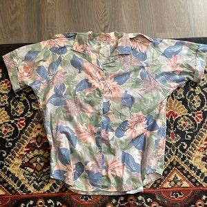 Vintage 80’s Cabrais floral short sleeve button down shirt